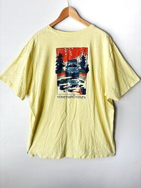 Vineyard Vines Roadtrip Pocket T Shirt XXL Yellow Off Road Truck Graphic Tee
